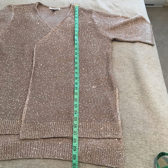 WD.NY Sequin Knit Short Sleeve Taupe Cardigan ~ NWOT - Picture 12 of 13